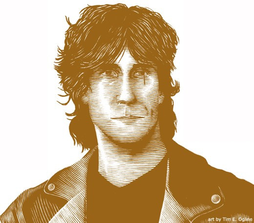 Portrait illustration of Neil Gaiman by artist Tim E. Ogline for Wild River Review.